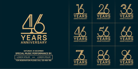 set of anniversary logotype soft brown color for special celebration event