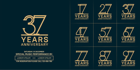 set of anniversary logotype soft brown color for special celebration event