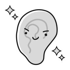 耳のキャラクター(白黒)