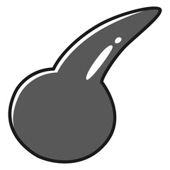 シンプルな黒髪のイラスト(白黒)