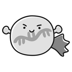コロナワクチンの抗体ヒーローキャラクター（mRNA）(白黒)