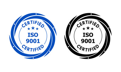 Certified iso 9001 logo template illustration - obrazy, fototapety, plakaty