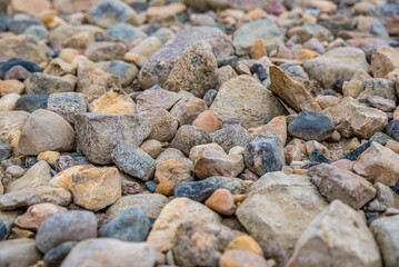 Closeup of colorful stones on a beach in Saskatchewan at the Saskatchewan Landing