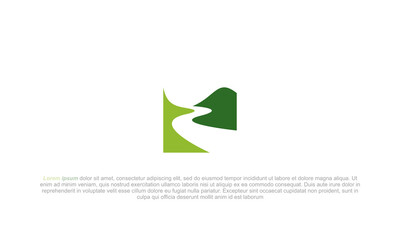 illustration vector graphic designs. pictogram logo for landscape mountain and lake. simple, modern