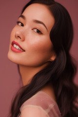 Obraz premium A woman with a pink background Generative AI