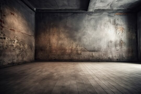 Grey concrete texture as an urban grunge background, grunge room interior, Generative AI