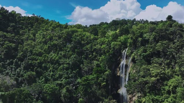 Tumalog Waterfall Among The Jungles Of Cebu Island, Aerial View