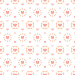 Pink Heart Circles Seamless Vector Repeat Pattern