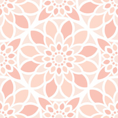 Fototapeta premium Pink Flower Mandala Seamless Vector Repeat Pattern