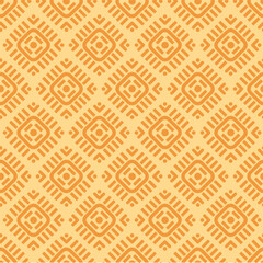 Orange Boho Block Print Seamless Vector Repeat Pattern