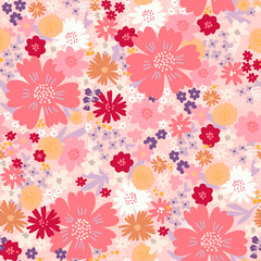 Flower vibes pink floral repeating vibrant pattern
