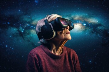 A new reality: senior woman ventures into virtual worlds with VR headset
