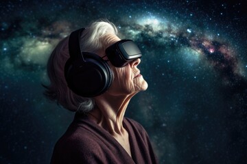 Exploring new worlds: senior woman immerses herself in virtual reality