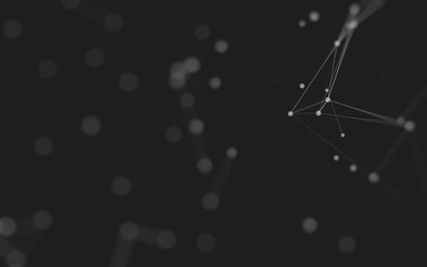 Abstract background. Molecules technology with polygonal shapes, connecting dots and lines. Connection structure. Big data visualization.