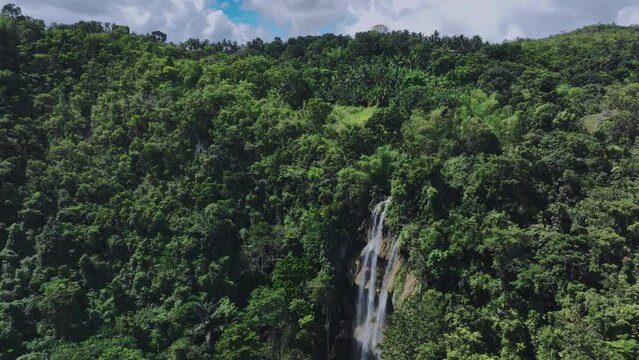 Tumalog Waterfall Among The Jungles Of Cebu Island, Aerial View