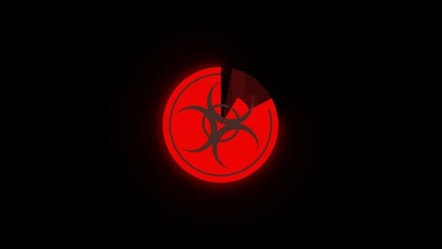 Biohazard Radiation nuclear signs loop Animation video transparent background with alpha channel.