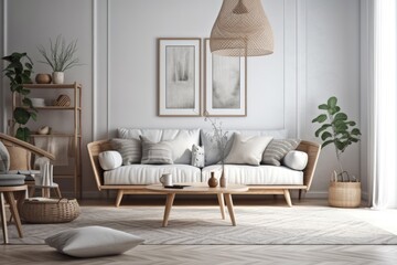 modern living room with comfortable furniture and stylish decor. Generative AI