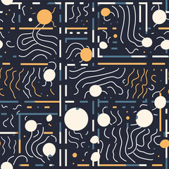 Organic Geometric Shapes - Abstract Spatial Line Seamless Pattern
