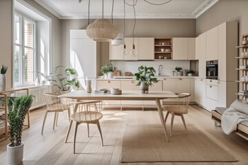 cozy living room with comfortable furniture and decor. Generative AI