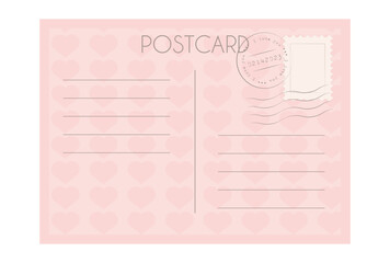 Romantic simple postcard template with place for address