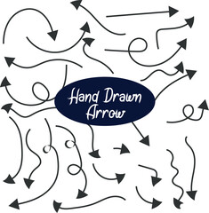 Set of hand drawn black arrows vector collection. Arrows set. Set different arrows or web design. Arrow flat style isolated on white background.