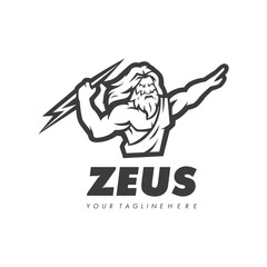 Zeus logo design vector. God zeus holding lightning