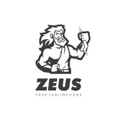Zeus logo design vector. God zeus holding lightning