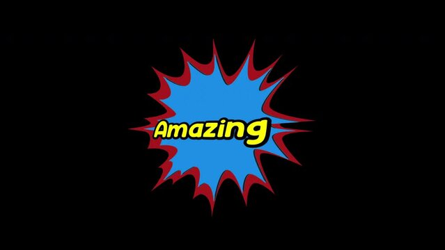 cartoon amazing Comic Bubble speech loop Animation video transparent background with alpha channel.