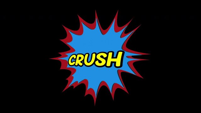 cartoon crush Comic Bubble speech loop Animation video transparent background with alpha channel.