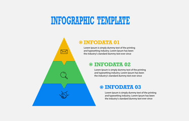 Pyramid Infographic Template with 3 Business Options. Creative Concept for Workflow Layout, Diagrams, Business Steps, Banners, and Web Design in Three Steps Using Vector Graphics.
