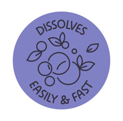 Dissolves easily and fast, detergent logotype