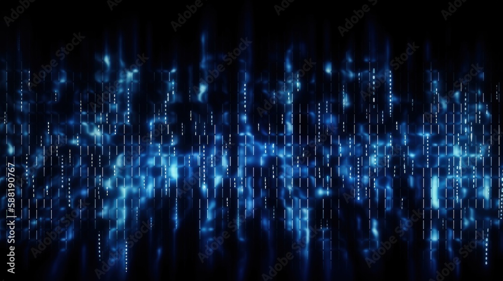 Wall mural data binary code, technology background, blue dark background, generative ai