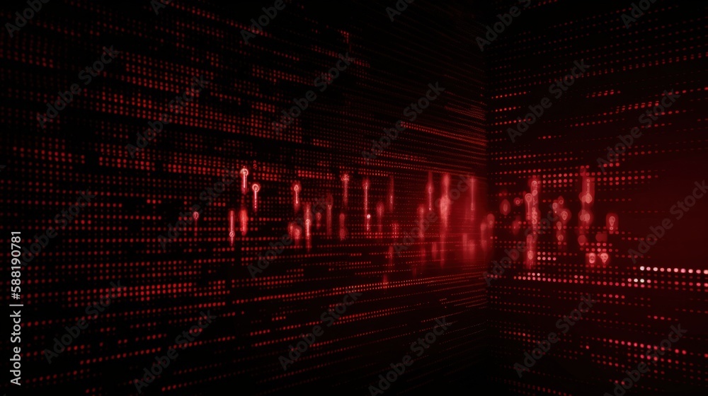 Wall mural data binary code, technology background, blue dark background, generative ai