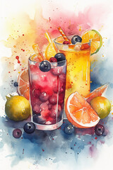 Summer Drinks - Watercolour