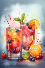 Summer Drinks - Watercolour