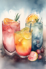 Summer Drinks - Watercolour