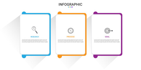 Business info graphic template with 3 steps, time line diagram with icons, presentation vector info graphics, web.