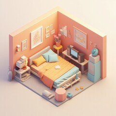 cute room isometric, chill, lo fi, generative ai