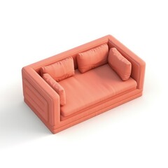 3d white couch, isolated on white background, generative ai