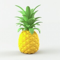 fruit pineapple, 3d, isolated on white background, generative ai