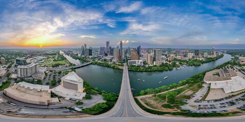 downtown austin 360 view at sunset