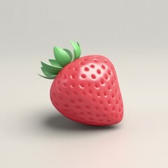 fruit strawberry, 3d, isolated on white background, generative ai