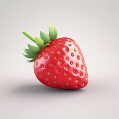 fruit strawberry, 3d, isolated on white background, generative ai