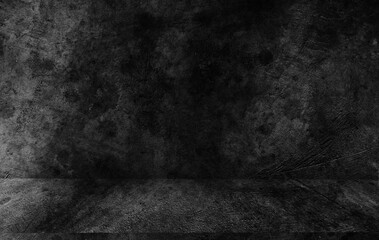 Black display on dark cement wall in retro concept.