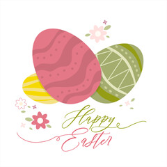 Easter Greetings Design for Web, Mobile, Card, Sticker, T-Shirt, Textile Shopper Bag and Other Garment.