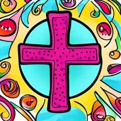 pink cross, creative pink cross illustration