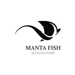 Fototapeta premium Manta fish or stingray logo design vector vintage illustration skate fish ocean
