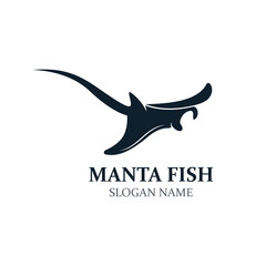 Manta fish or stingray logo design vector vintage illustration skate fish ocean