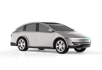Obraz na płótnie Canvas Metallic ev car or electric vehicle on white background