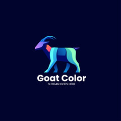 Vector Logo Illustration Goat Gradient Colorful Style
